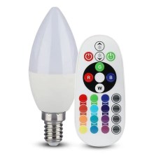 Lâmpada LED RGB com regulação E14/4,8W/230V 4000K + controlo remoto